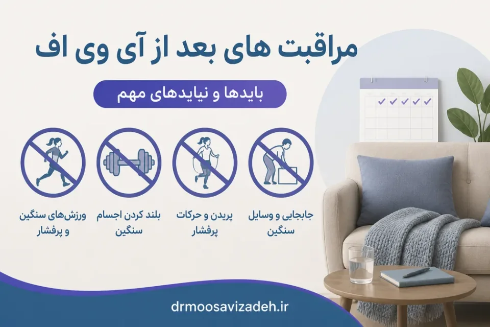 نمای توضیحی درباره فعالیت های ممنوع بعد از آی وی اف